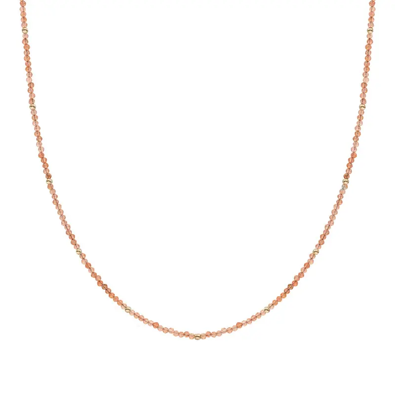 Sparkling Jewels Ketting 2mm Zonnesteen 42cm +2cm NLK04G-G58 Goudkleurig