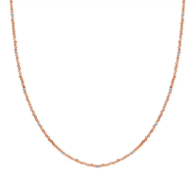 Sparkling Jewels Ketting 2mm Zonnesteen 42cm +2cm NLK04S-G58 Zilverkleurig