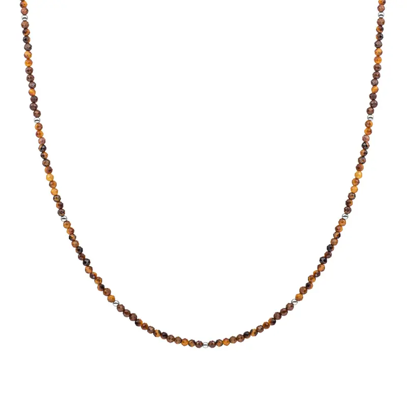 Sparkling Jewels Ketting Tijgeroog NLK04S-G09 Zilverkleurig