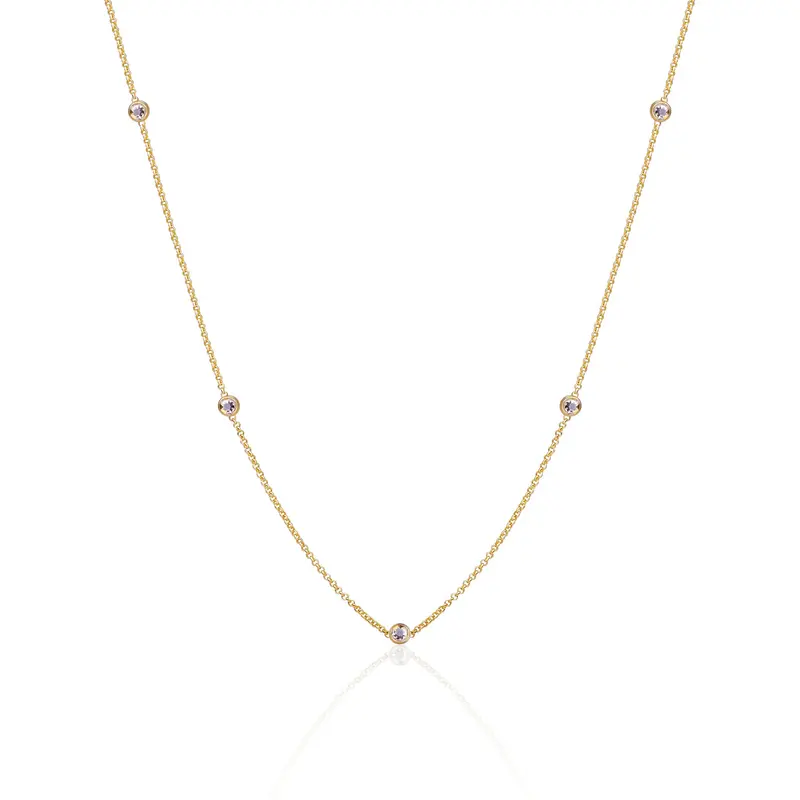 Sparkling Jewels Ketting White zirkonia beads anchor chain 42cm + 2cm SN CBG zirkonia01 SN-CBG-CZ01 Goudkleurig