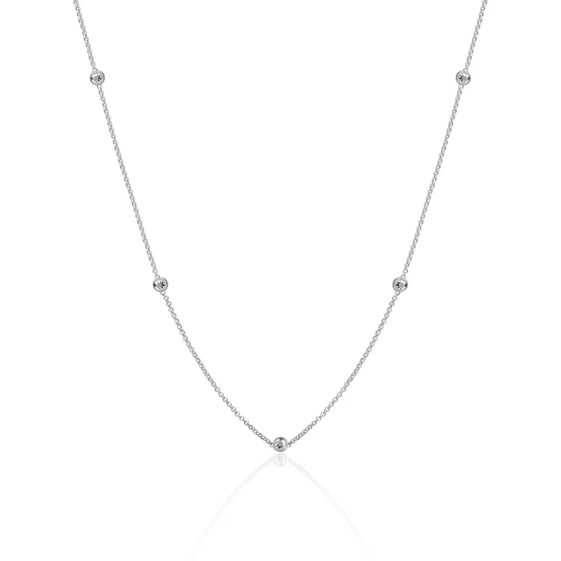 Sparkling Jewels Ketting White zirkonia beads anchor chain 42cm + 2cm SN CBS zirkonia01 SN-CBS-CZ01 Zilverkleurig