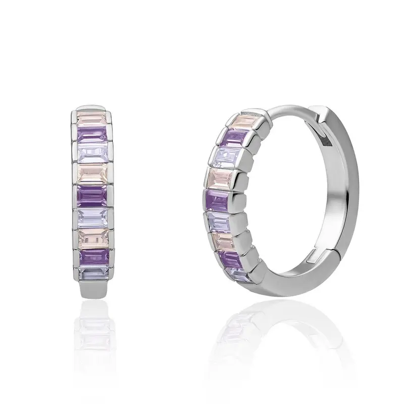 Sparkling Jewels Oorbellen Baguette Huggies EAS23-CZ04 Zilverkleurig
