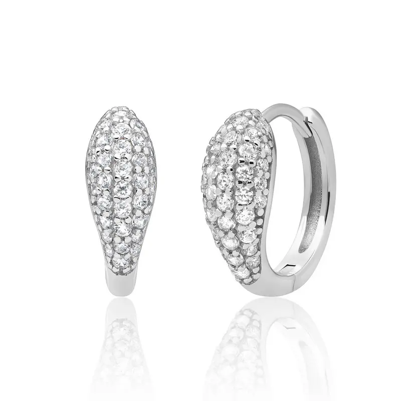 Sparkling Jewels Oorbellen Bold Fuse Small Huggies Zirkonia EAS50 Zilverkleurig