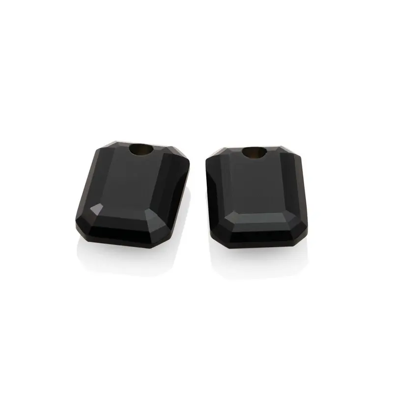 Sparkling Jewels Oorstenen Emerald Cut Onyx EAGEM07-EC