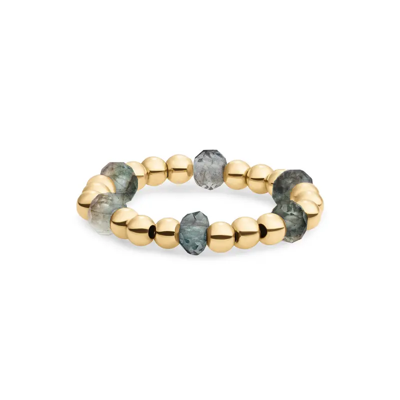 Sparkling Jewels Ring Labradoriet SRI-G-RDL-G18 Goudkleurig