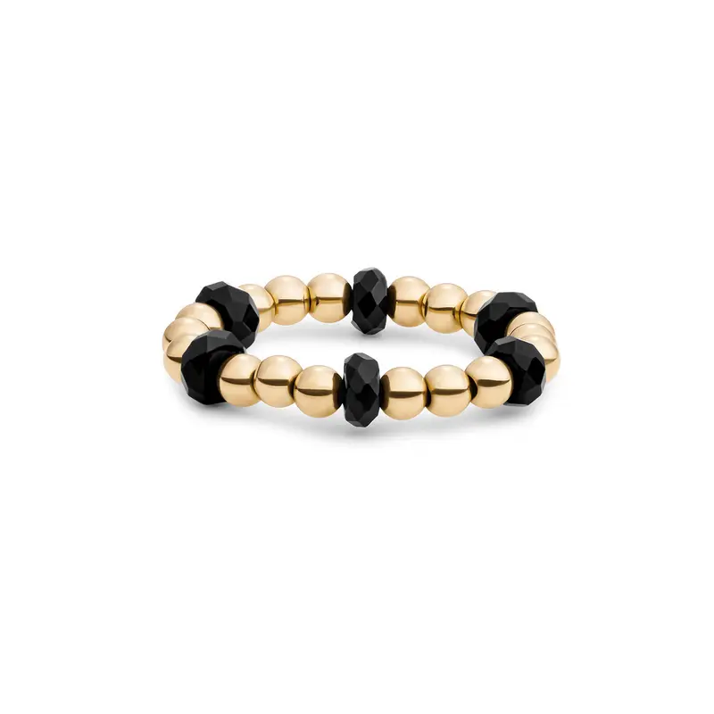 Sparkling Jewels Ring Onyx SRI-G-RDL-G07 Goudkleurig