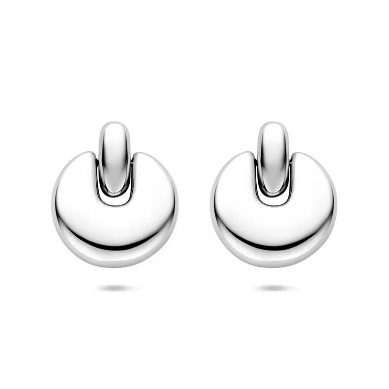 Stalen oorhangers dames zilverkleurig 29,5 mm