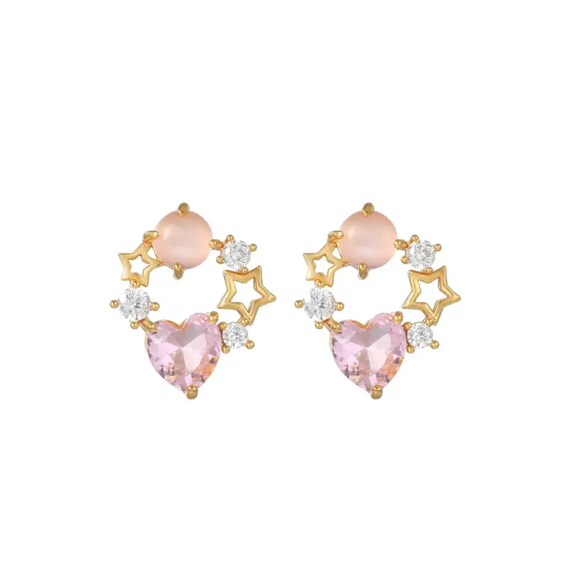 Starry heart studs