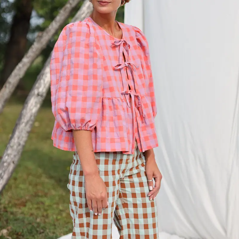 Sunseeker Puff Sleeve Pink Blouse