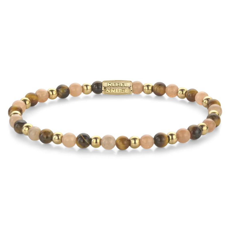 Sunset Beach - 18 ct yellow gold ionplated - 4mm - Kralen Armband Dames