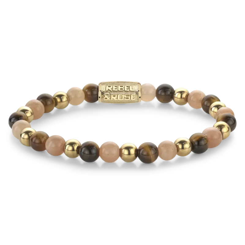 Sunset Beach - 18 ct yellow gold ionplated - 6mm - Kralen Armband Dames