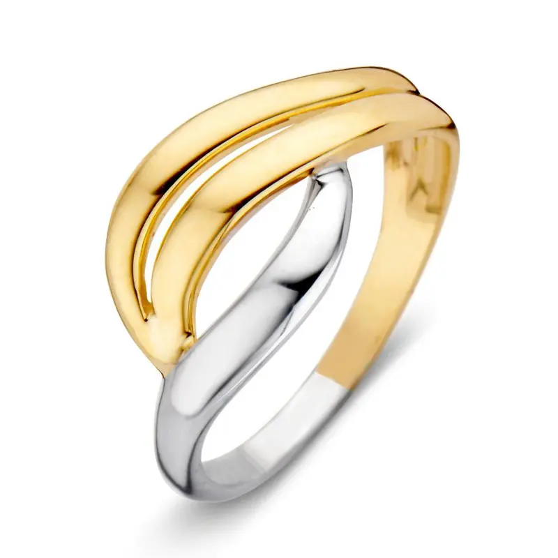 Tijdloze 14 Karaat Bicolor Damesring – Elegantie in Geel- en Witgoud