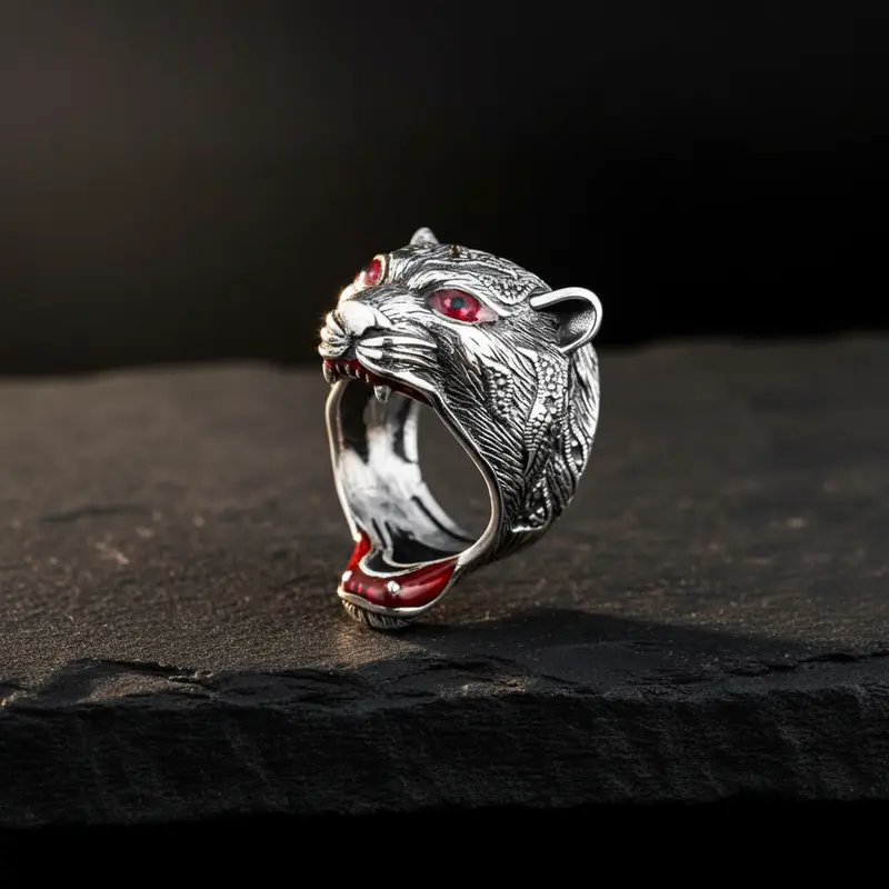 Tijger Zilveren Ring
