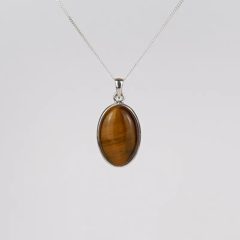 Tijgeroog 925 Zilver Ketting K36