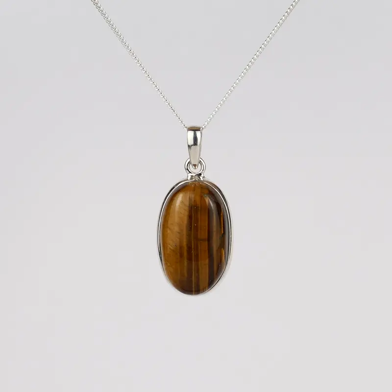 Tijgeroog 925 Zilver Ketting K37