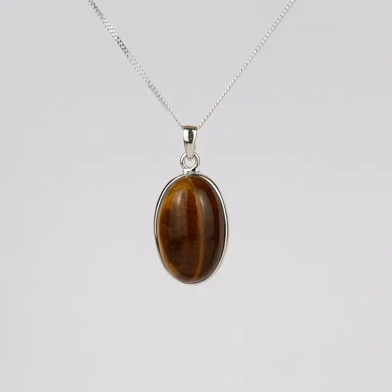 Tijgeroog 925 Zilver Ketting K38