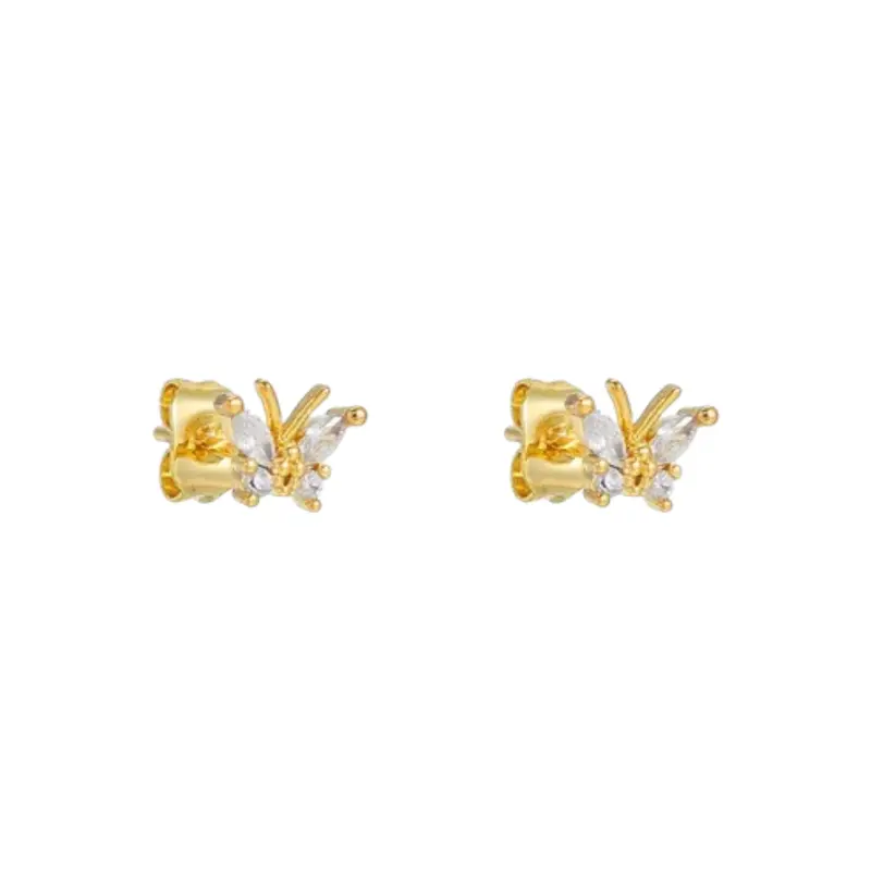 Tiny diamond butterfly studs