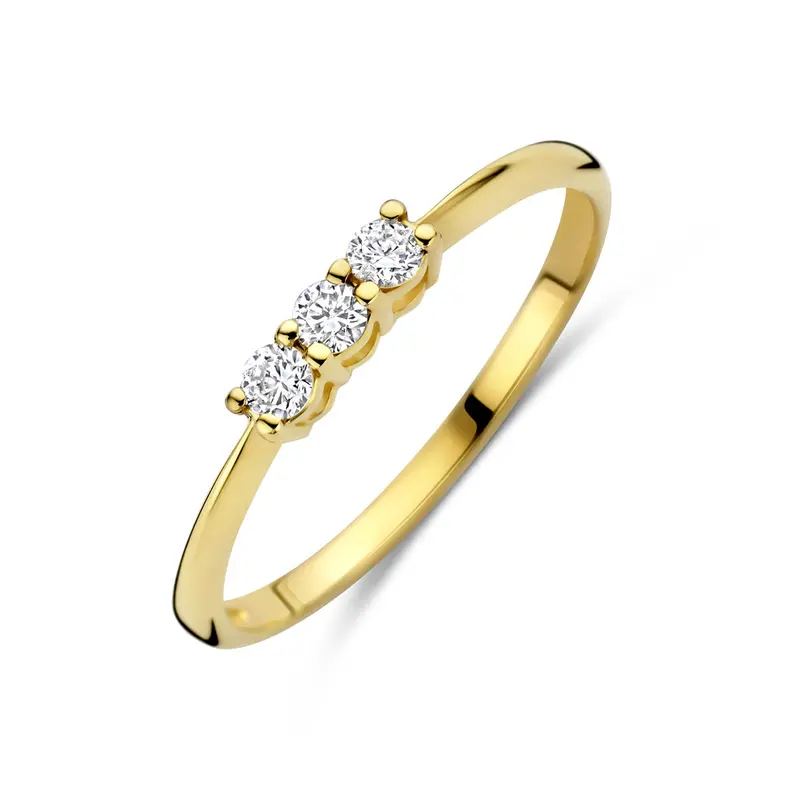 Trilogie ring lab grown diamant 0.15ct g vs 14K geelgoud