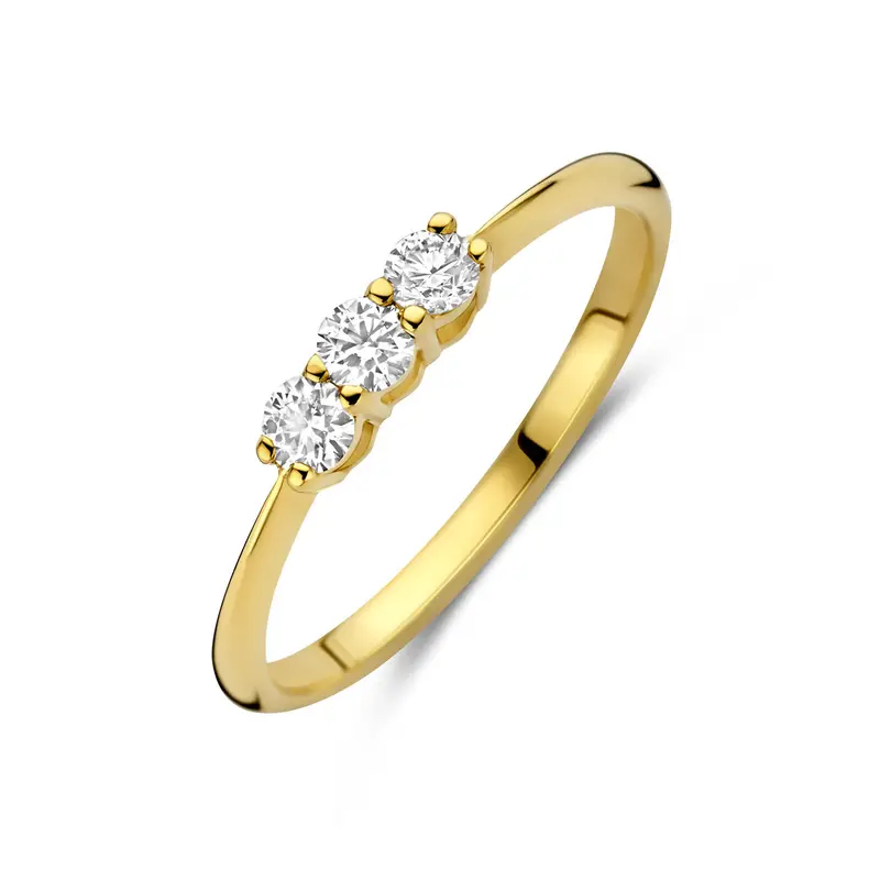 Trilogie ring lab grown diamant 0.24ct g vs 14K geelgoud