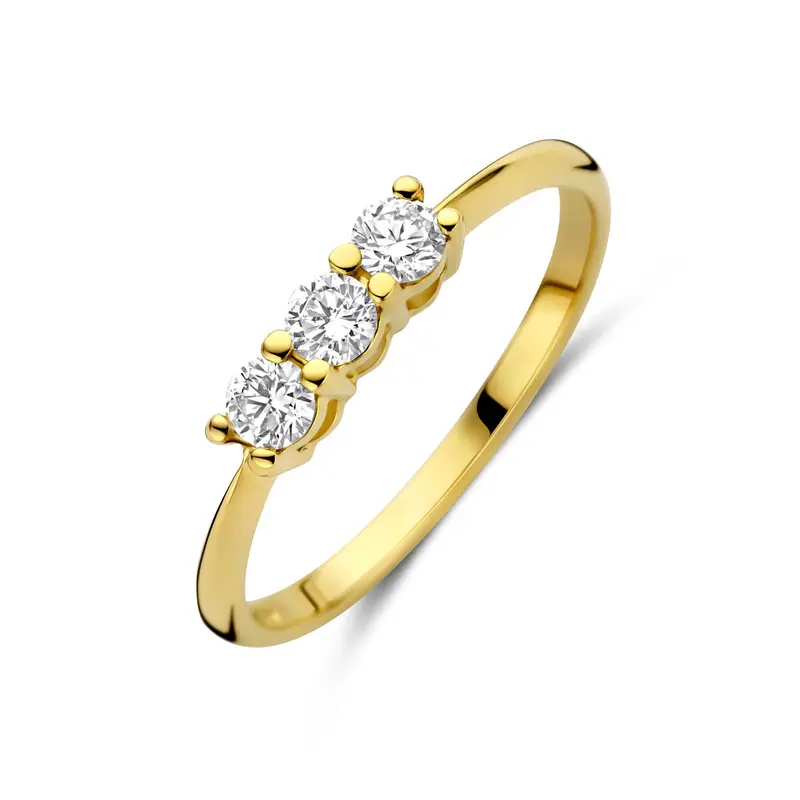 Trilogie ring lab grown diamant 0.30ct g vs 14K geelgoud