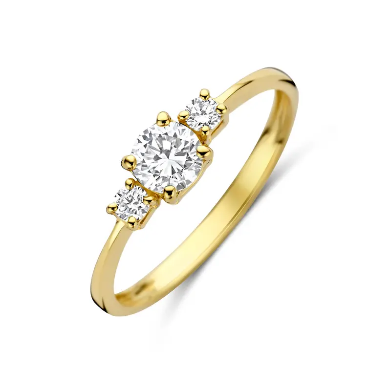 Trilogie ring lab grown diamant 0.50ct g vs 14K geelgoud