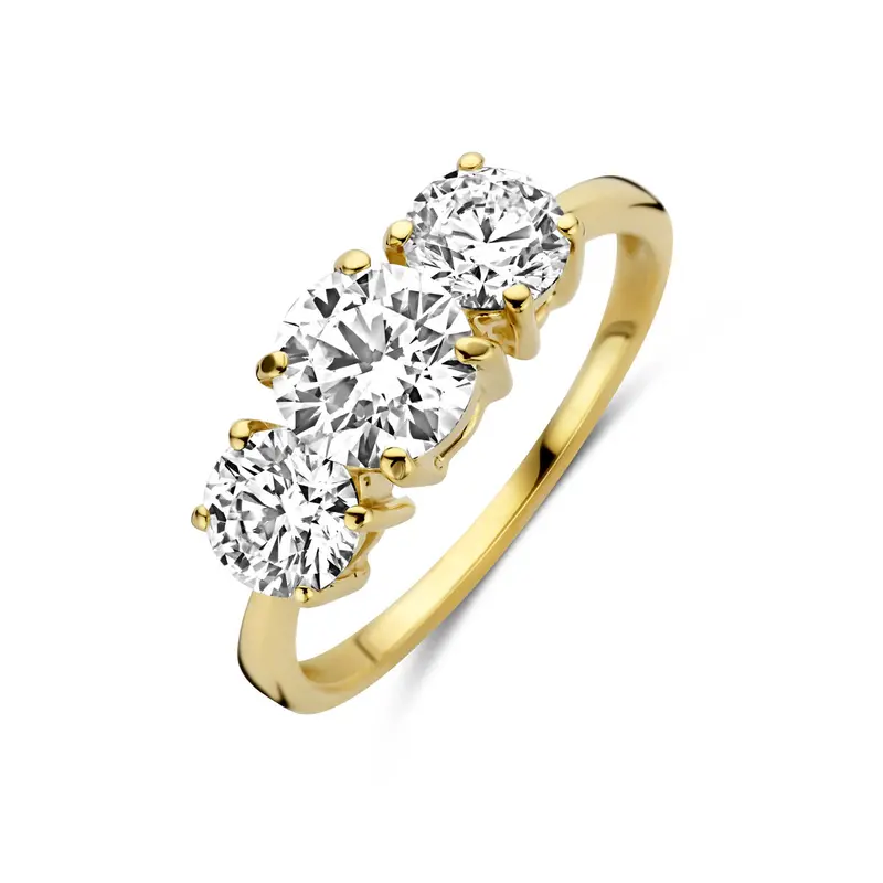 Trilogie ring lab grown diamant 2.20ct g vs 14K geelgoud