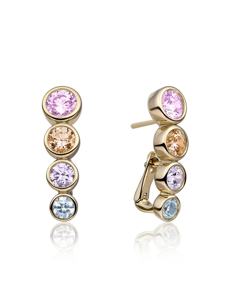 Tube Push Back Oorbellen Multicoloured Zirconia - Pastel