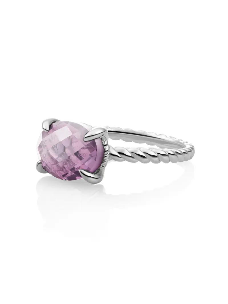 Twist Ring Aubergine Quartz Zilver