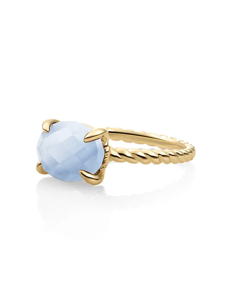Twist Ring Blue Lace Agate 9K Goud