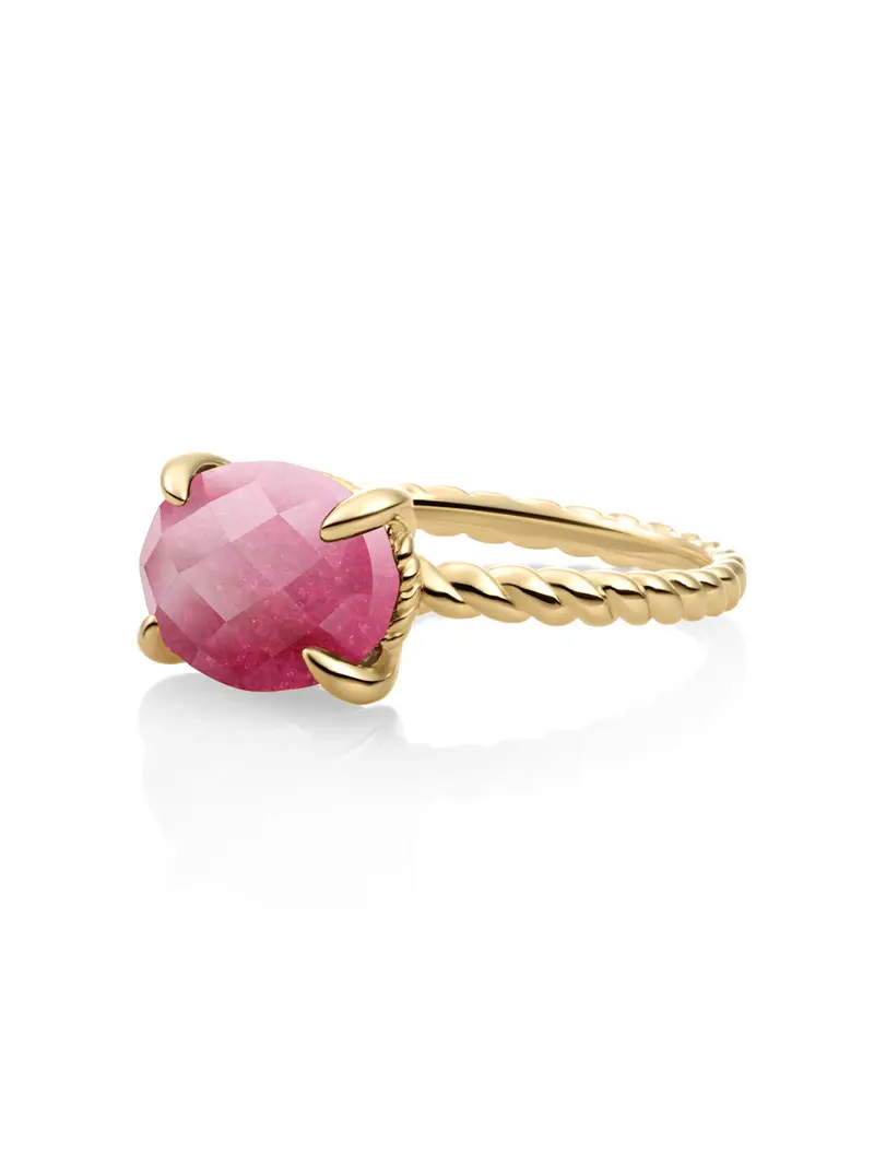 Twist Ring Fuchsia Jade 9K Goud