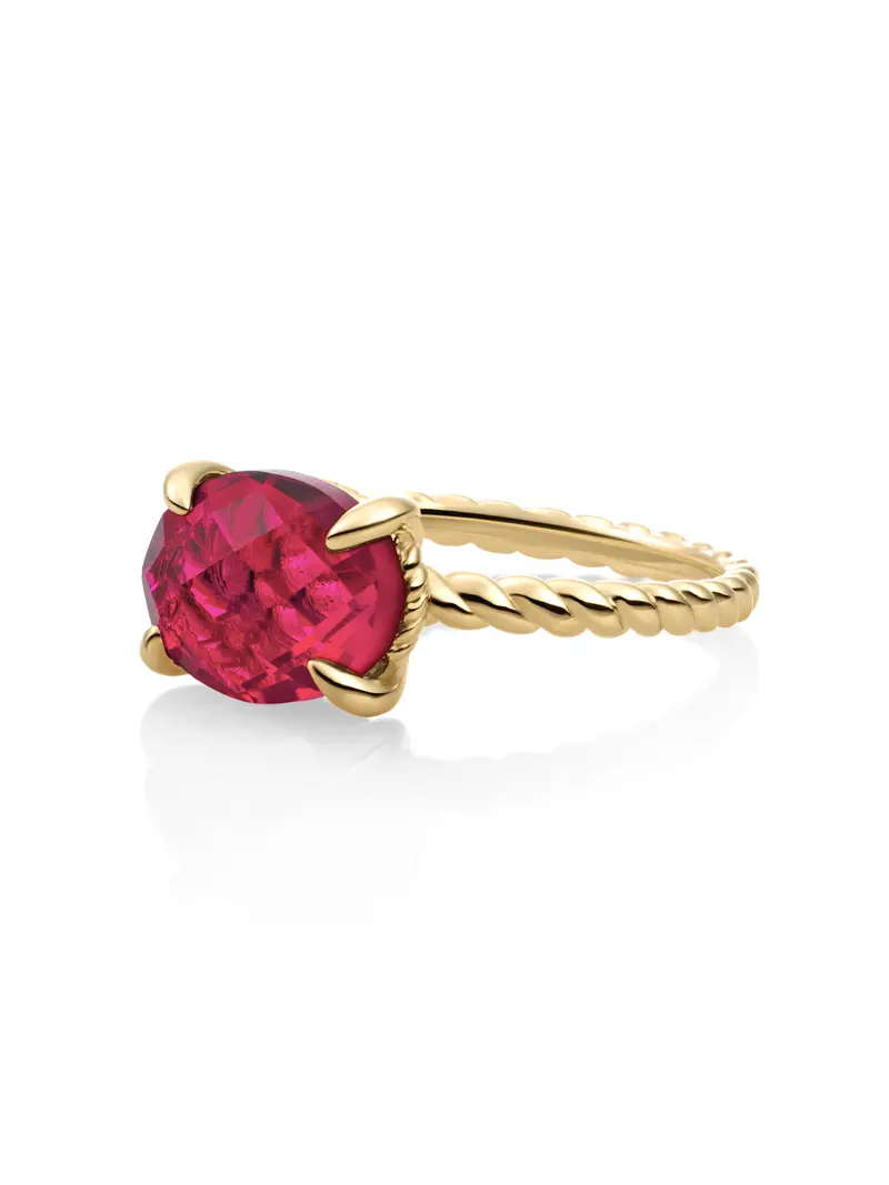 Twist Ring Fuchsia Quartz 9K Goud