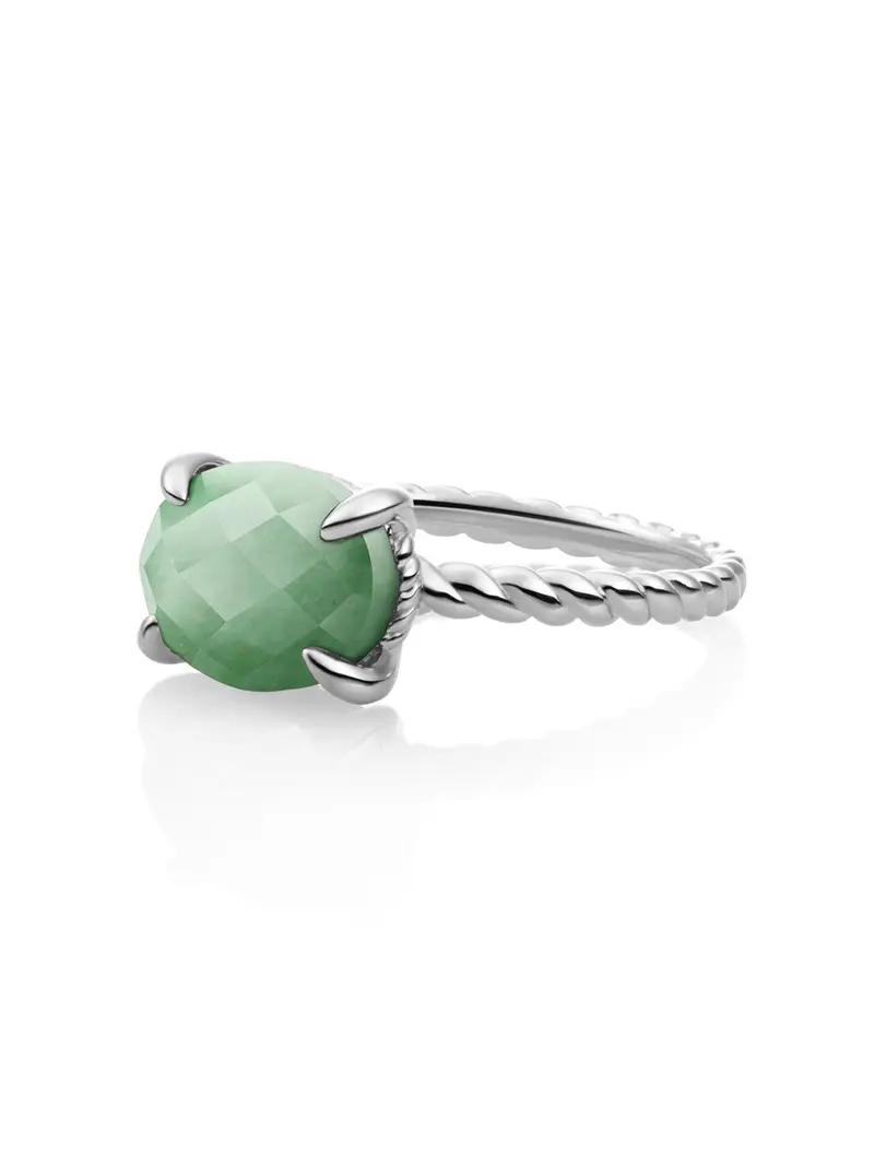 Twist Ring Green Aventurine Zilver