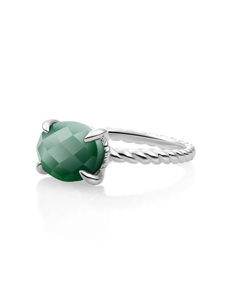 Twist Ring Green Onyx Zilver