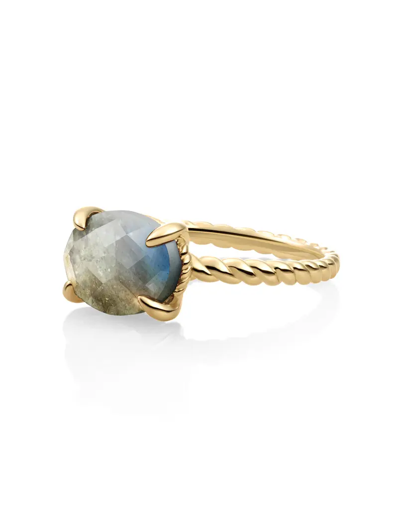 Twist Ring Labradorite 9K Goud