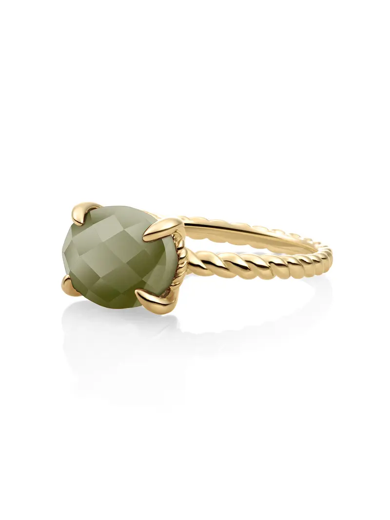 Twist Ring Lime Jade 9K Goud