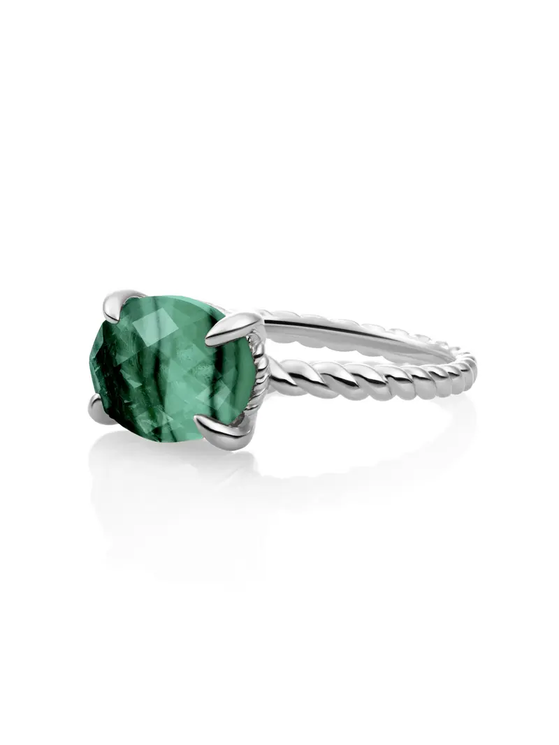 Twist Ring Malachite Zilver