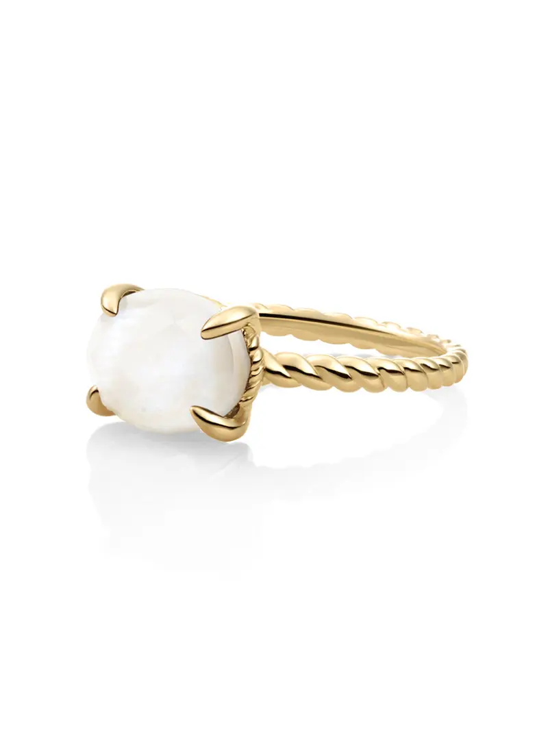 Twist Ring Mother of Pearl 9K Goud