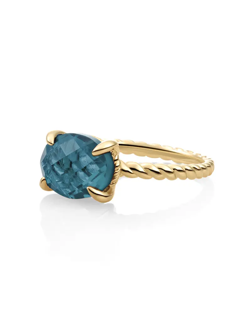 Twist Ring Ocean Topaz Quartz 9K Goud