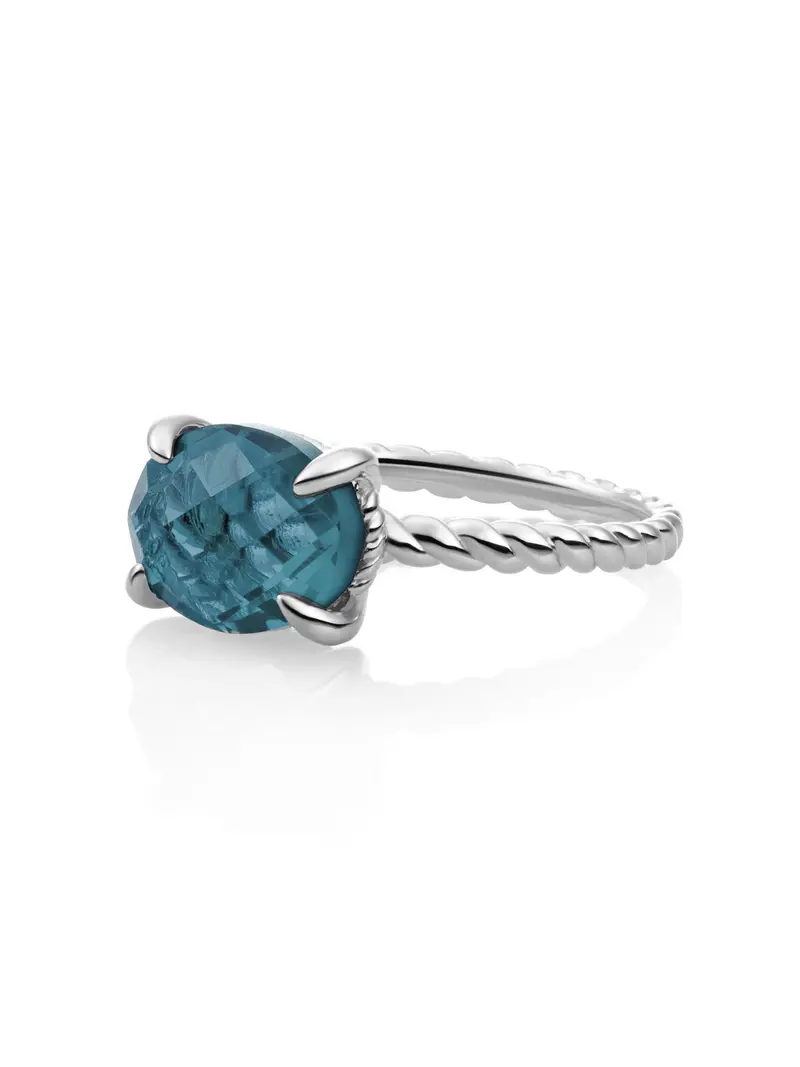 Twist Ring Ocean Topaz Quartz Zilver