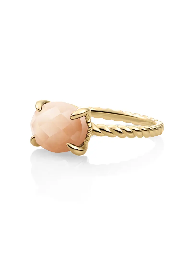 Twist Ring Peach Rhodonite 9K Goud