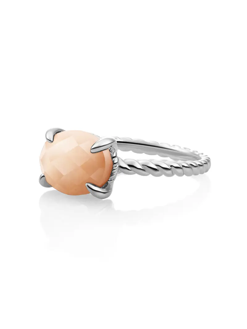 Twist Ring Peach Rhodonite Zilver