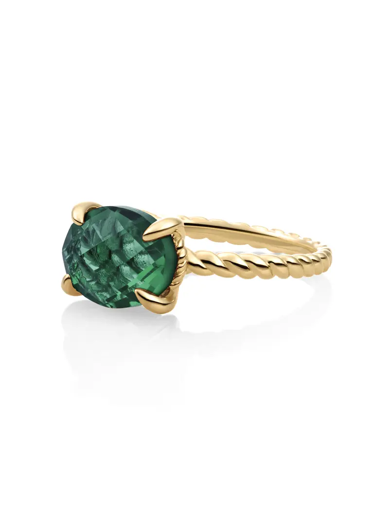 Twist Ring Petrol Green Quartz 9K Goud