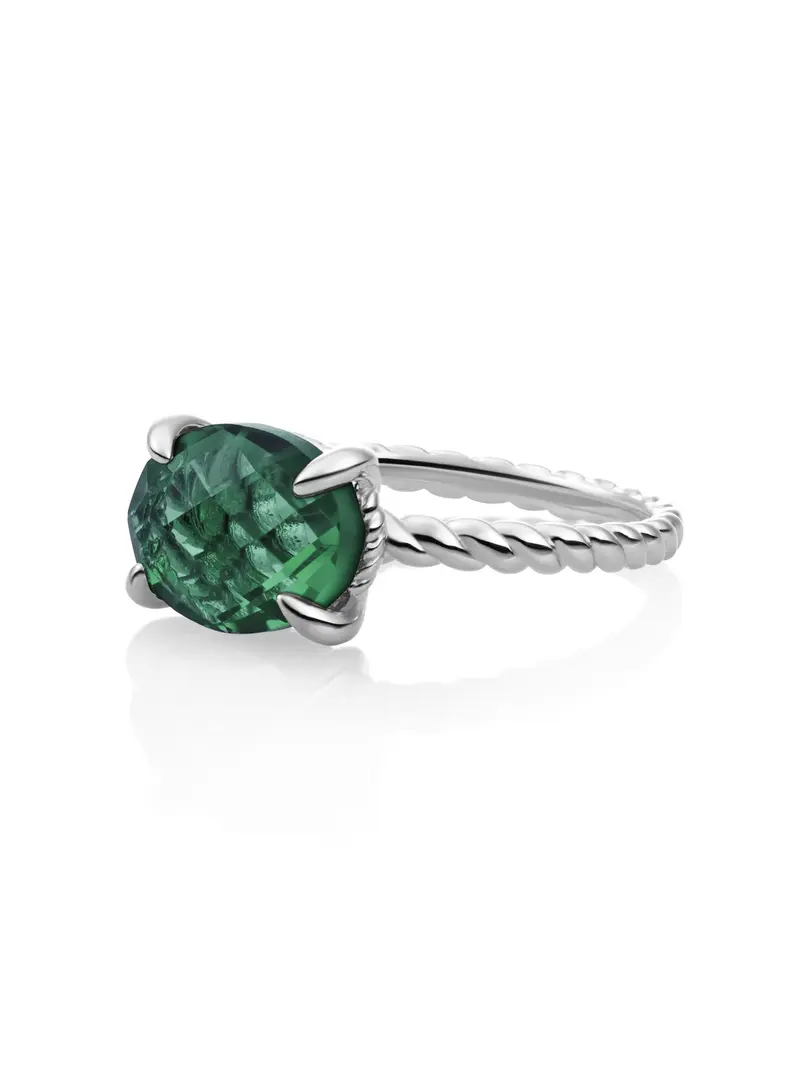 Twist Ring Petrol Green Quartz Zilver