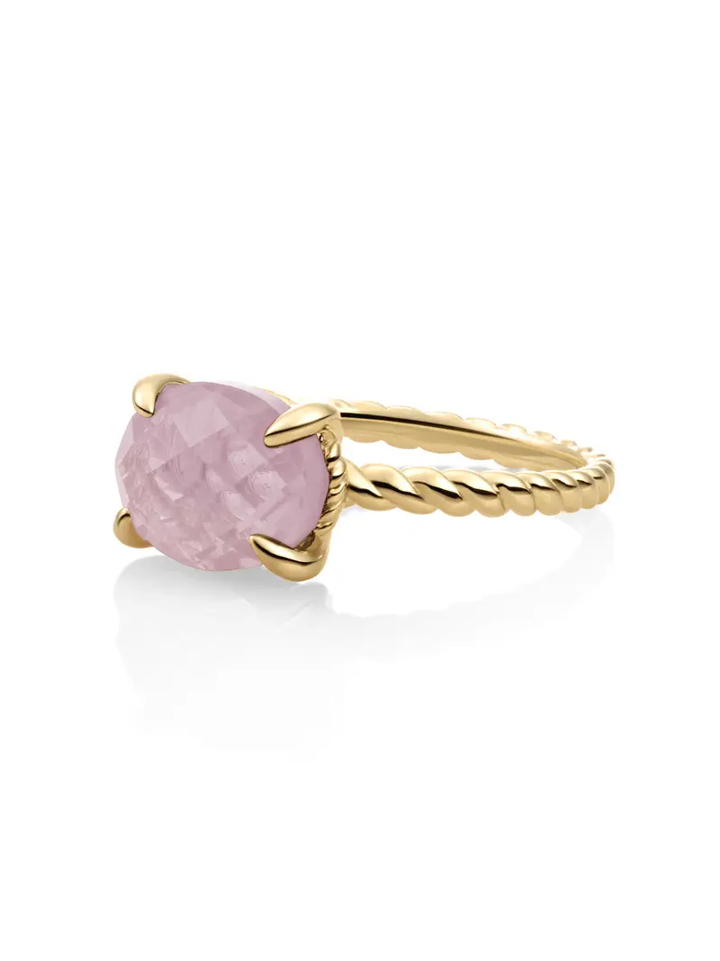 Twist Ring Pink Opalite 9K Goud