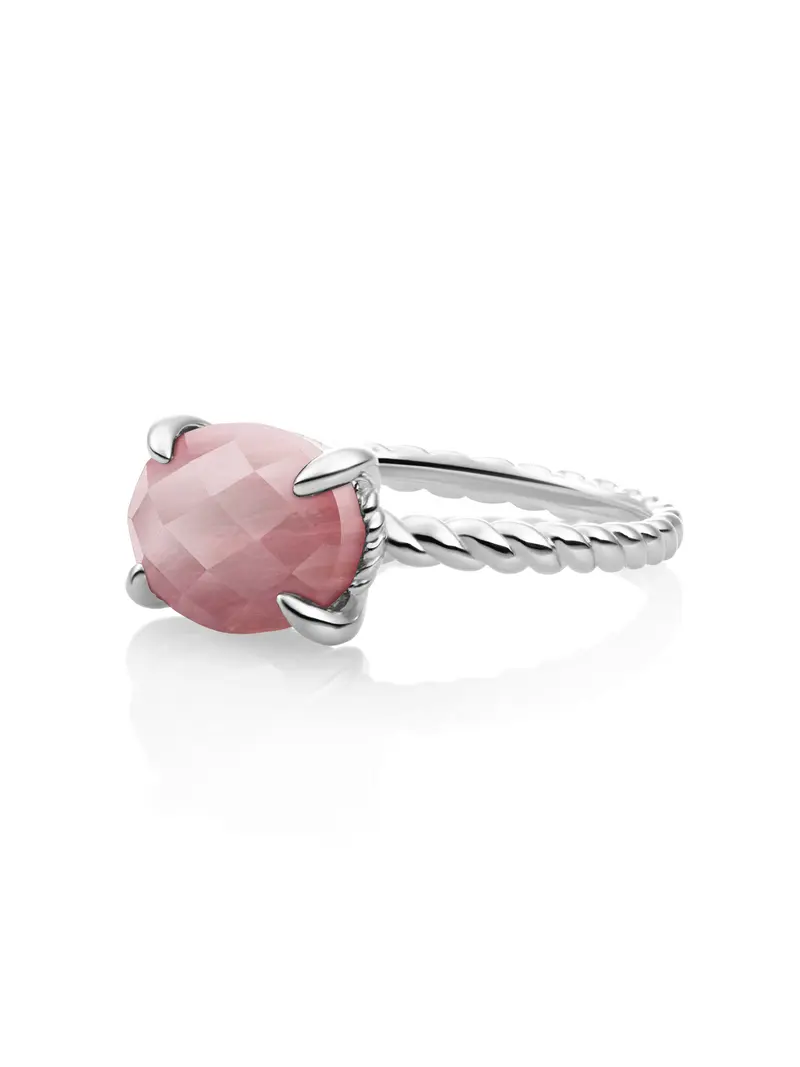 Twist Ring Pink Rhodonite Zilver