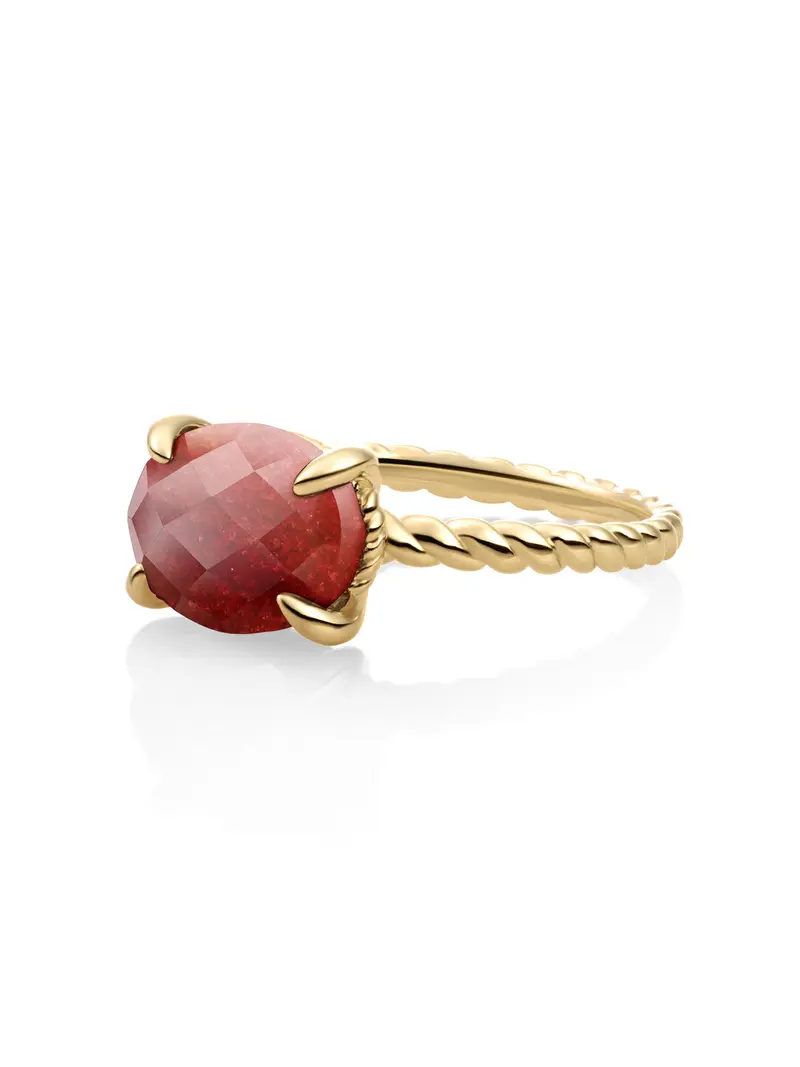 Twist Ring Red Coral 9K Goud