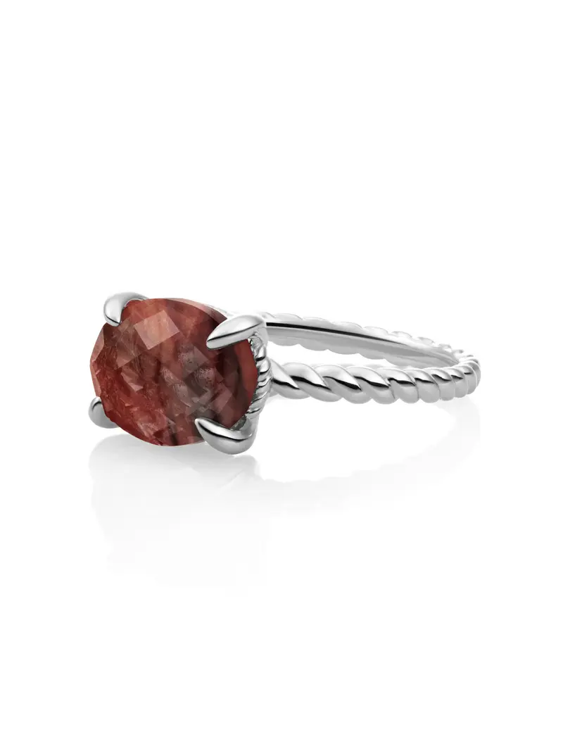 Twist Ring Red Tiger Eye Zilver