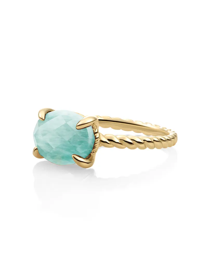 Twist Ring Rich Green Amazonite 9K Goud