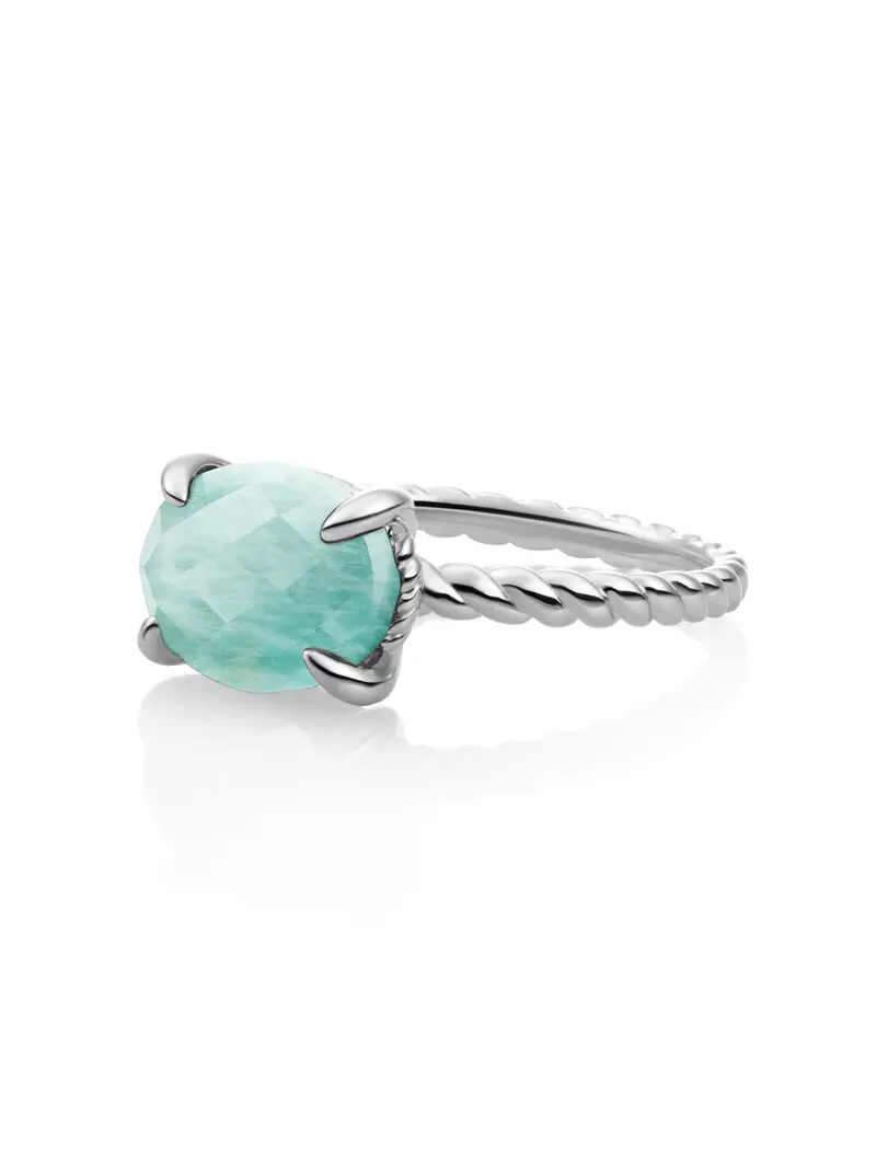 Twist Ring Rich Green Amazonite Zilver