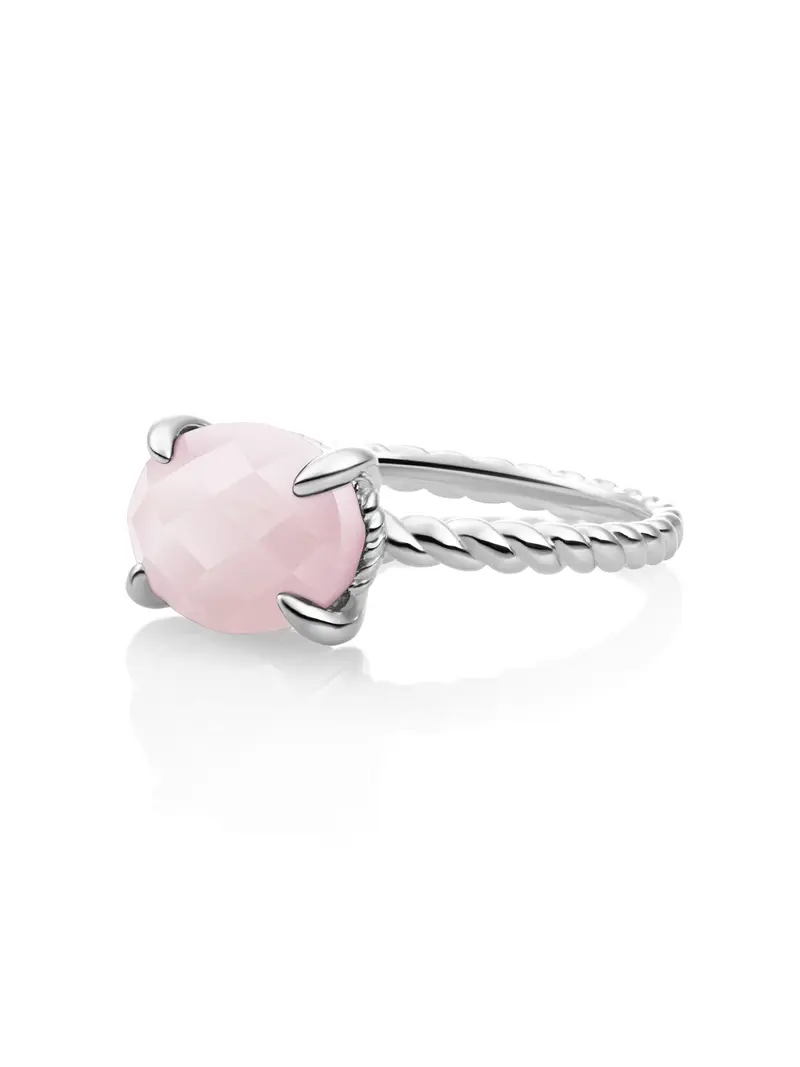 Twist Ring Rose Quartz Zilver